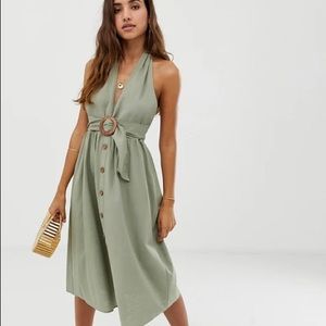 ASOS halter neck midi button linen sundress